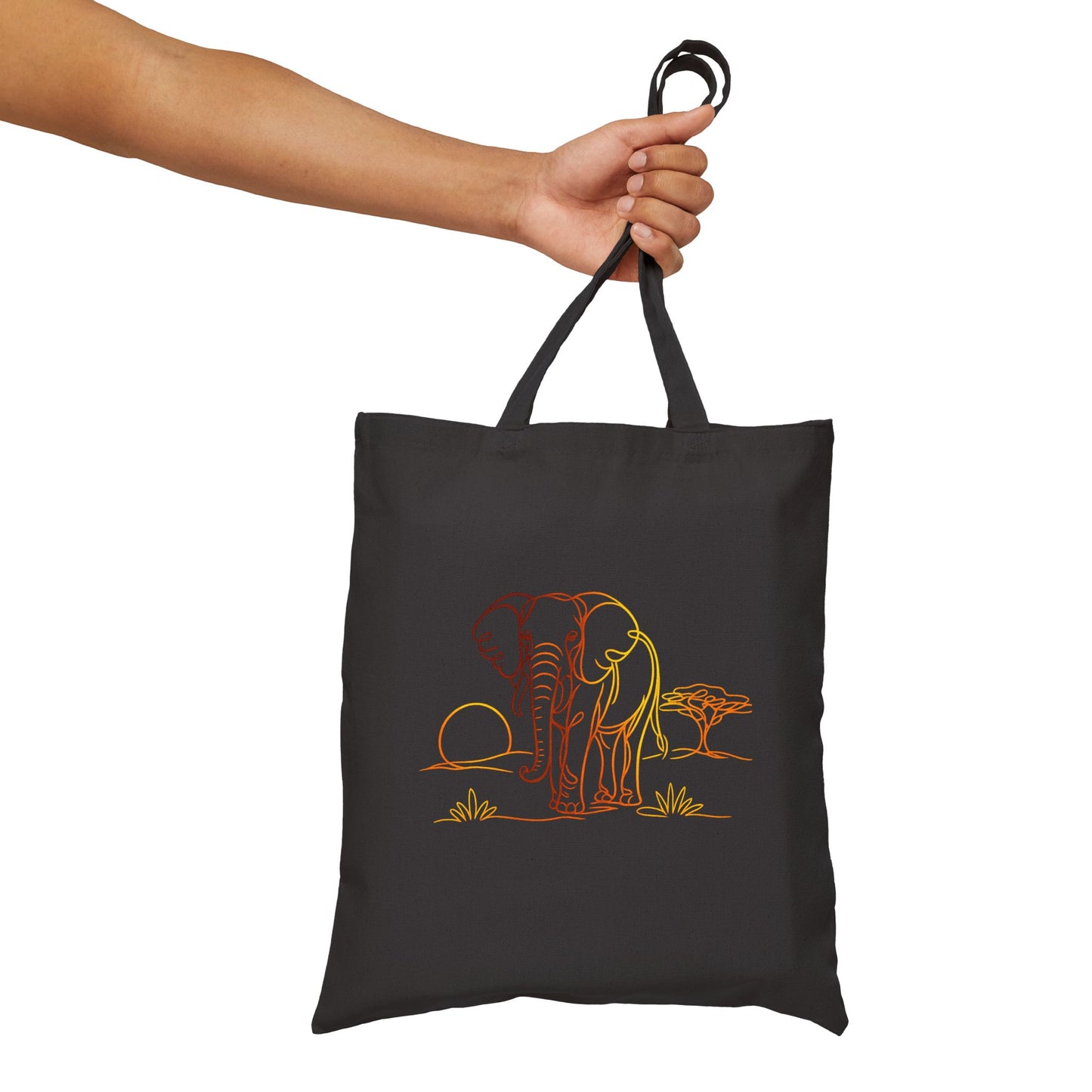 Elephant Safari Sketch Cotton Tote — Eco Canvas Bag