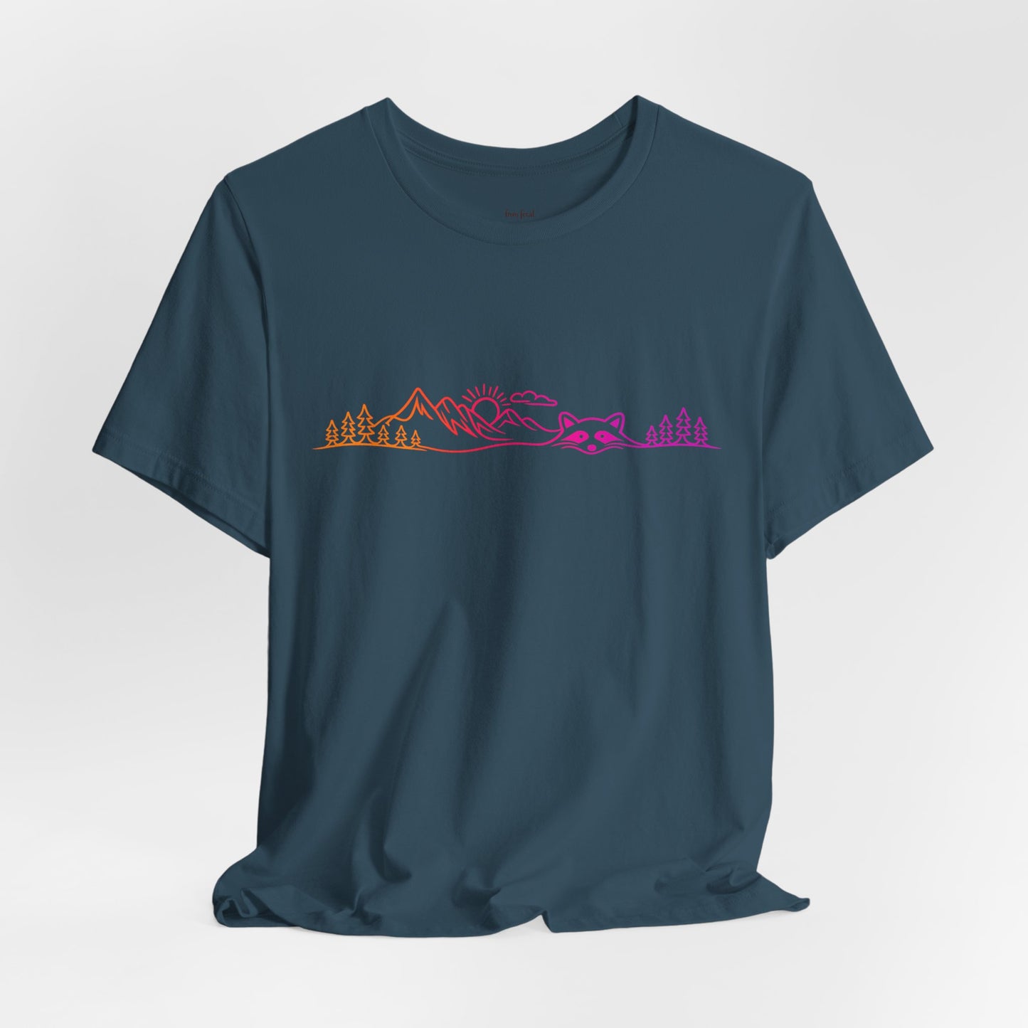 Raccoon Tee — Minimal Line Raccoon Scenic Graphic T-Shirt