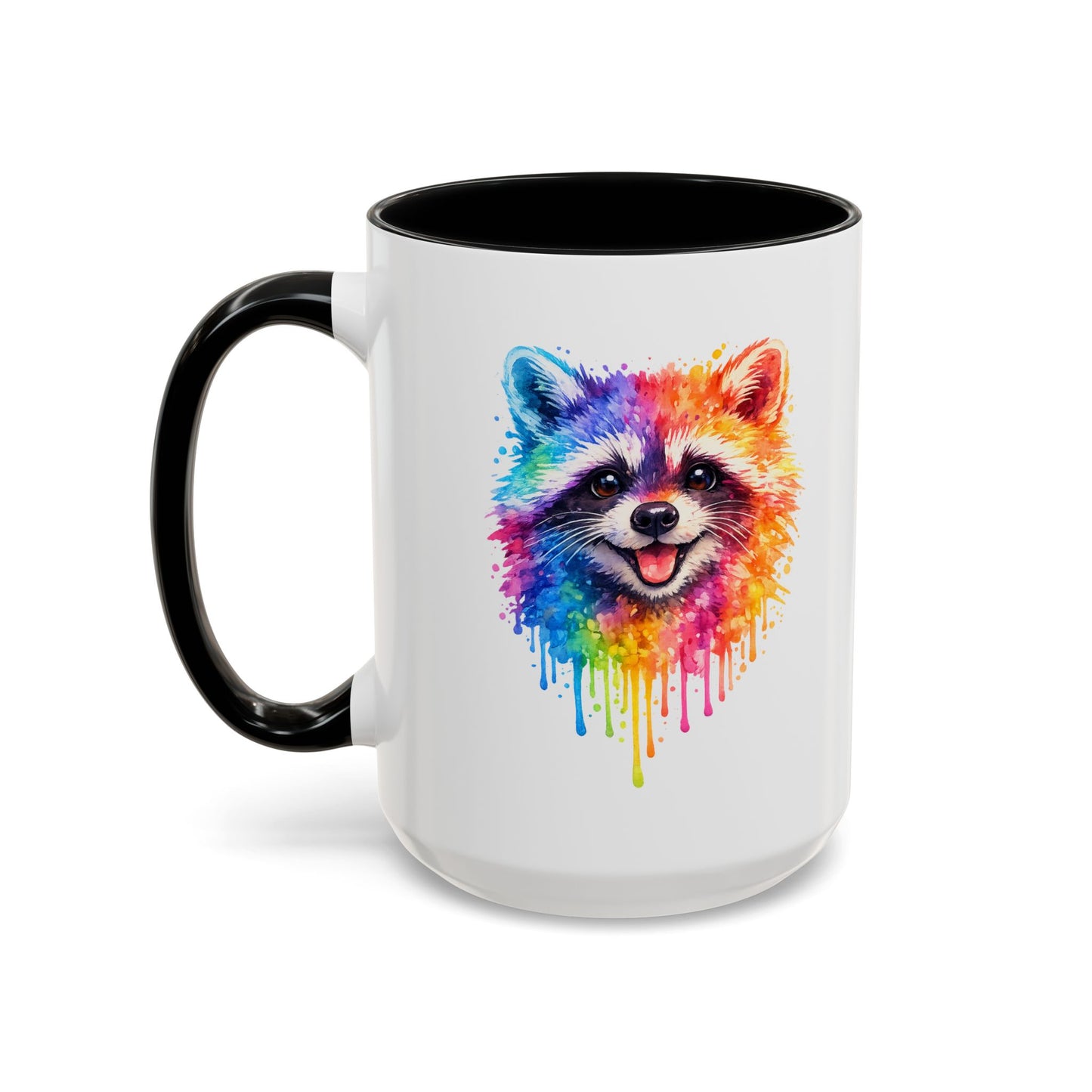 Cheerful Watercolor Raccoon Accent Coffee Mug