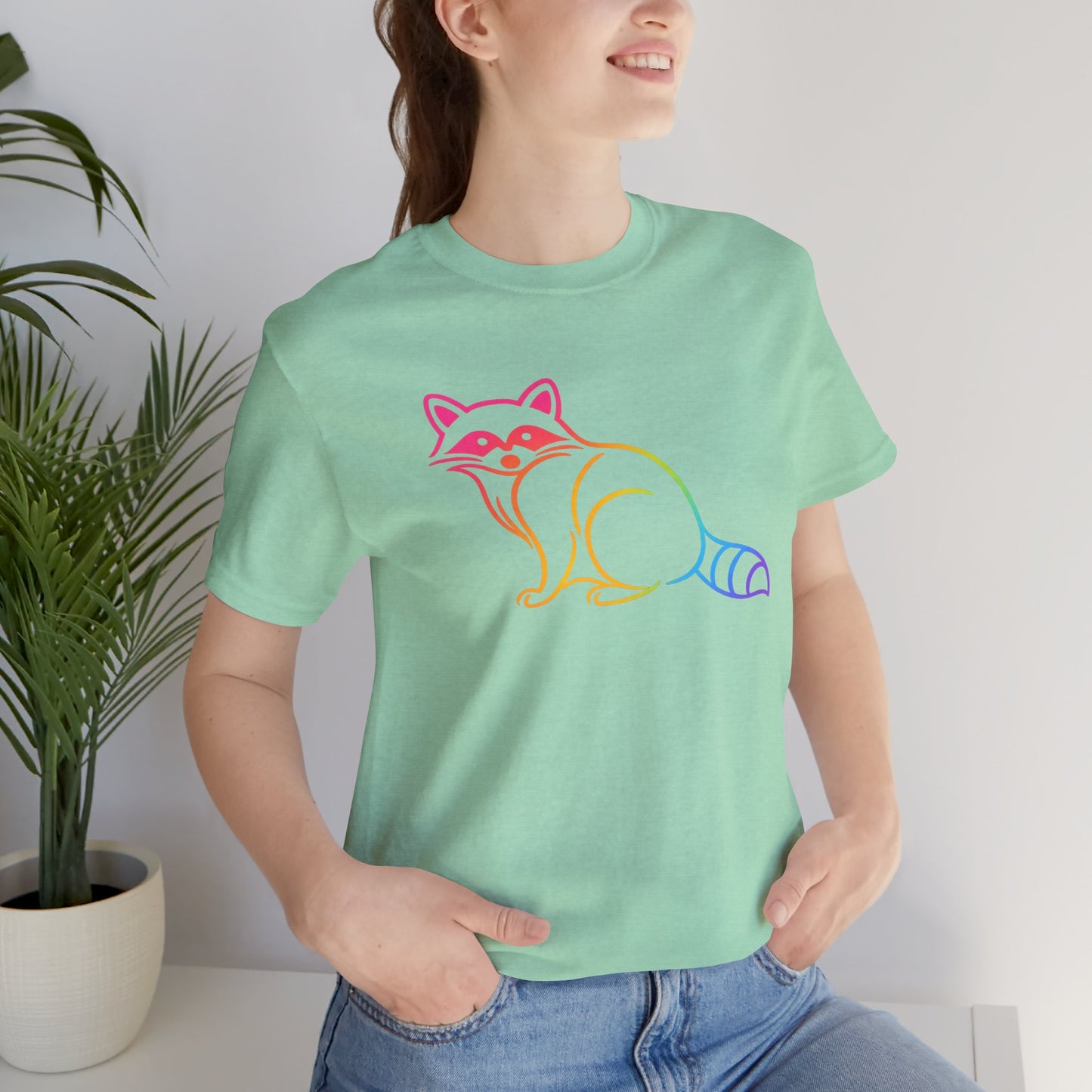 Raccoon Tee — Minimal Line Raccoon Scenic Graphic T-Shirt