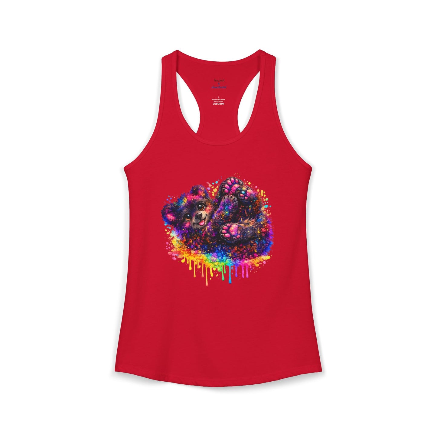 Watercolor Wildlife Bear Cub Racerback Tank