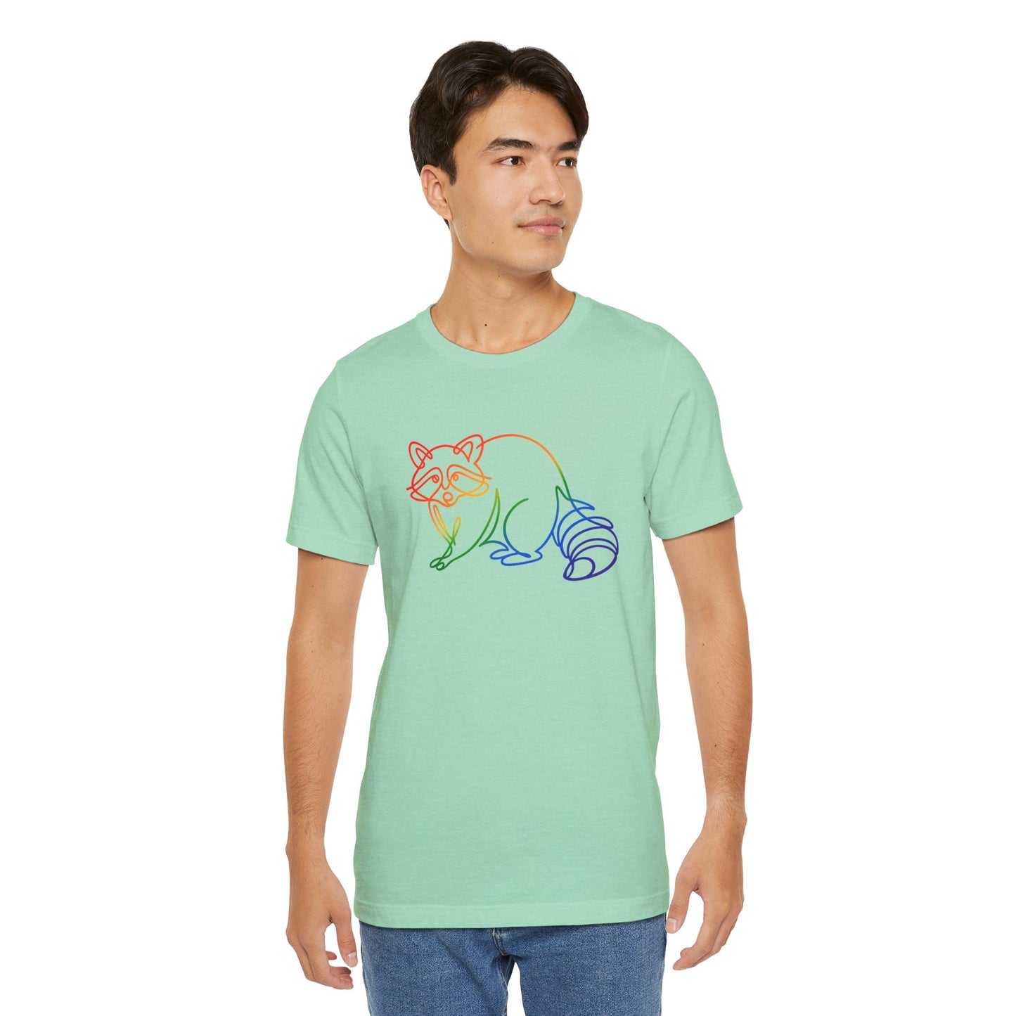 Raccoon Tee — Minimal Line Raccoon Scenic Graphic T-Shirt