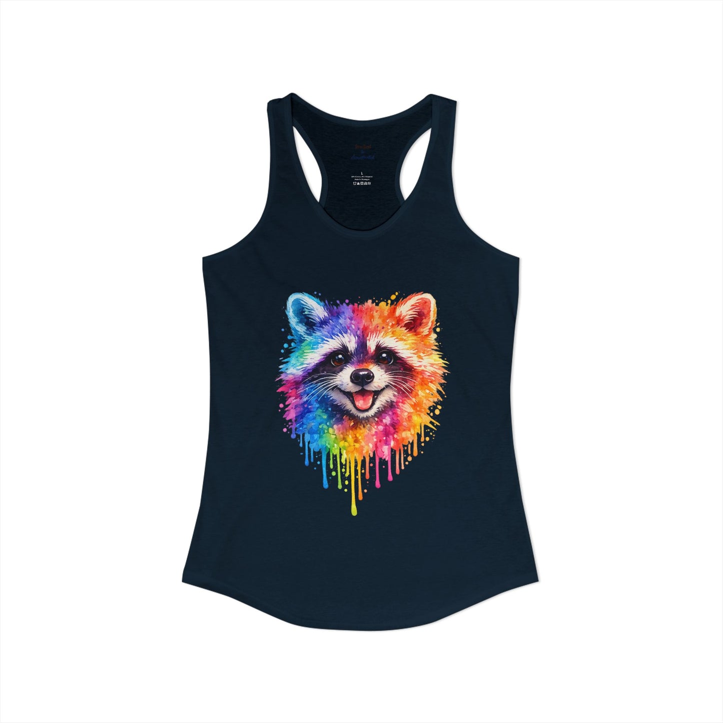 Watercolor Wildlife Raccoon Racerback Tank