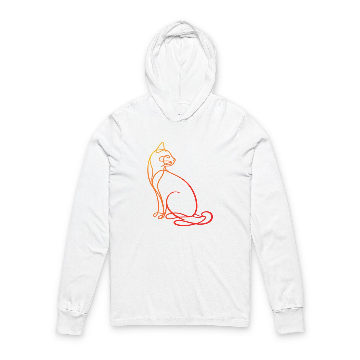 Sunrise Line Art Cat Hooded Long Sleeve Tee