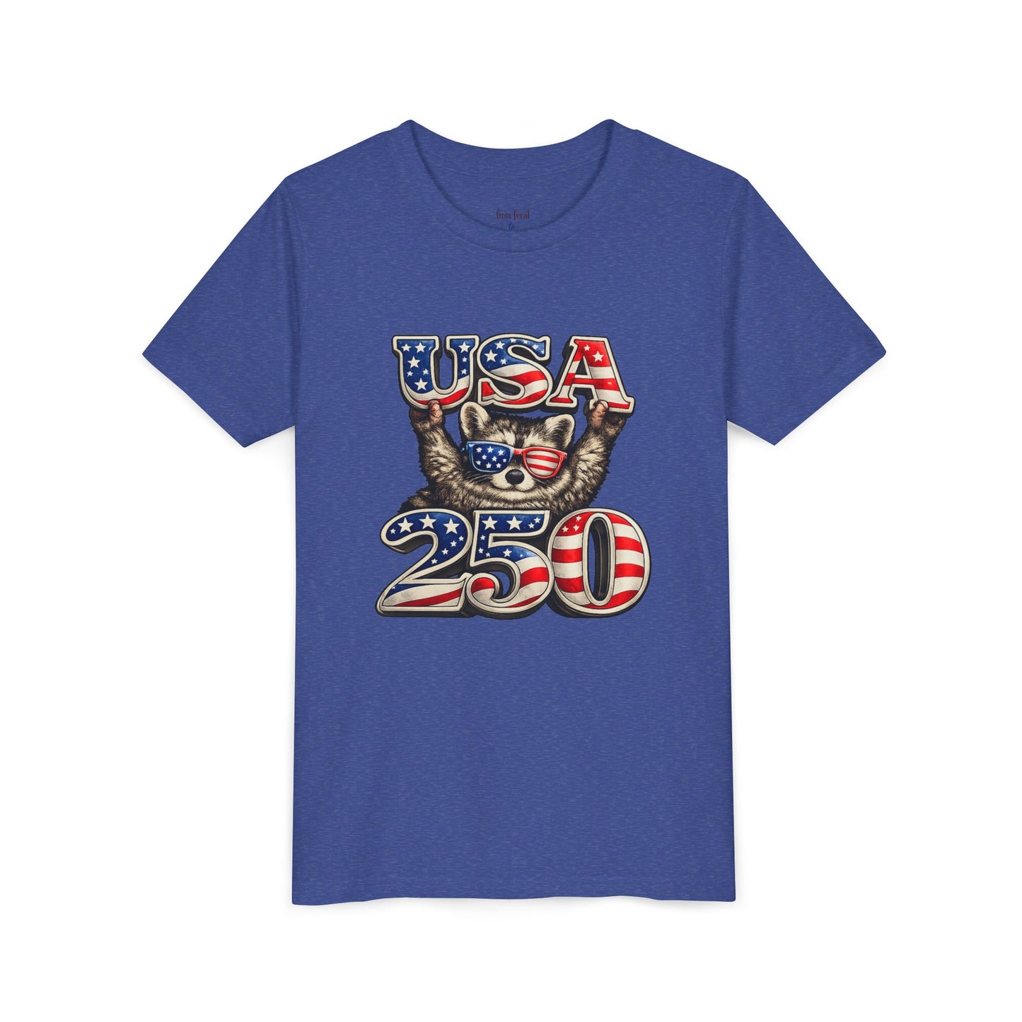 Patriotic Raccoon Youth Tee — Raccoon with USA 250