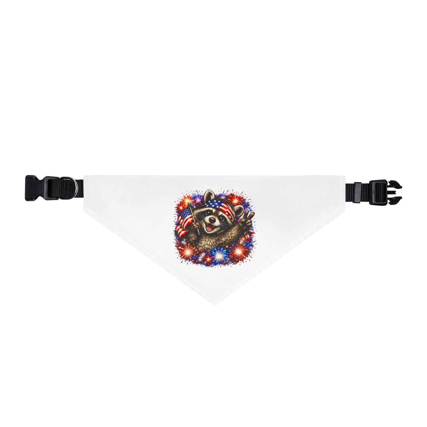 Patriotic Raccoon Clip-On Pet Bandana — Adorable 4th of July Dog & Cat Accessory