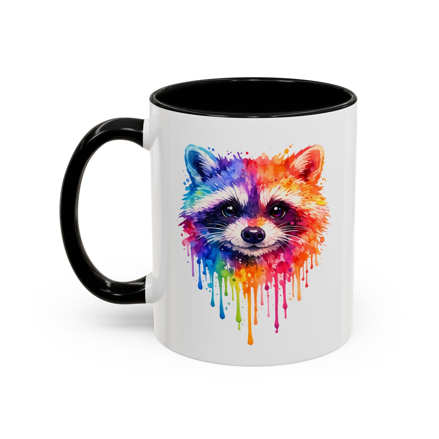 Cheerful Watercolor Raccoon Accent Coffee Mug