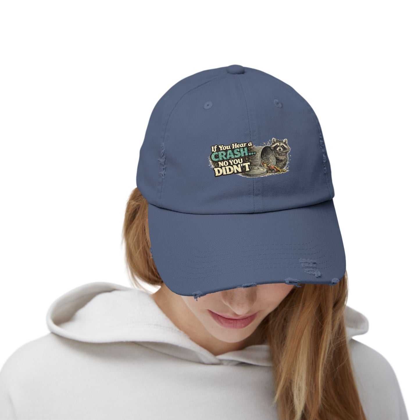Crash Distressed Cap — Raccoon Mom/Dad Funny Dad Hat