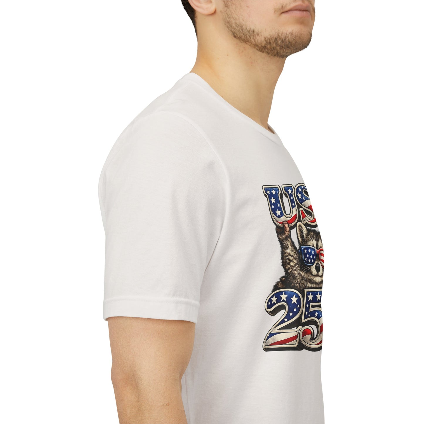 Patriot Raccoon 250th Anniversary T-Shirt — 4th of July Fireworks Flag Tee