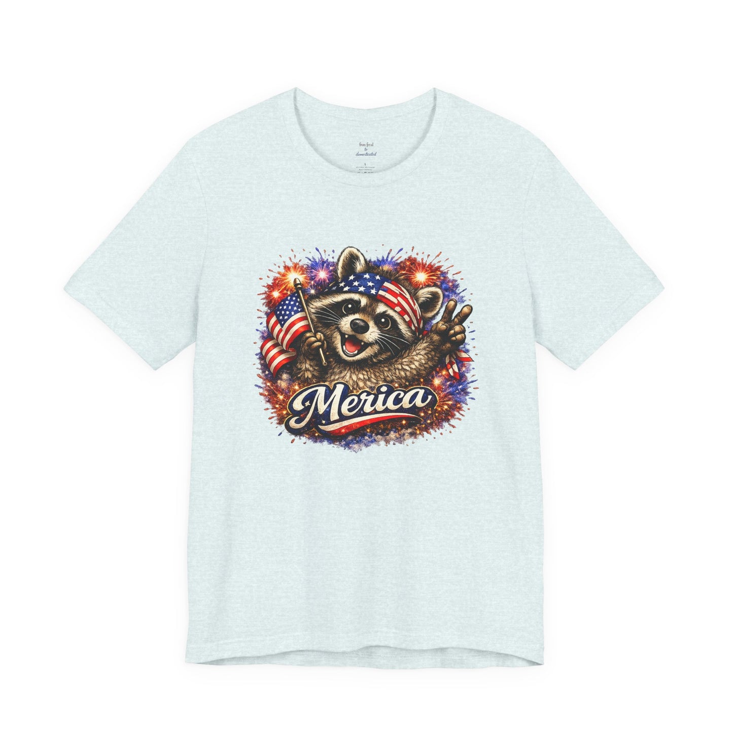 Patriot Raccoon 250th Anniversary T-Shirt — 4th of July Fireworks Flag Tee