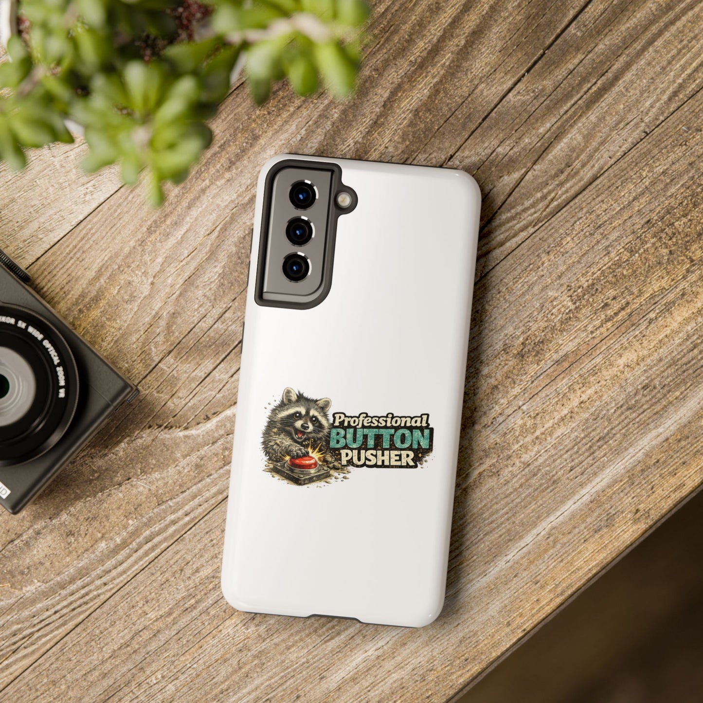 Button Pusher Raccoon Phone Case — Tough & Cute Protective Phone Cover
