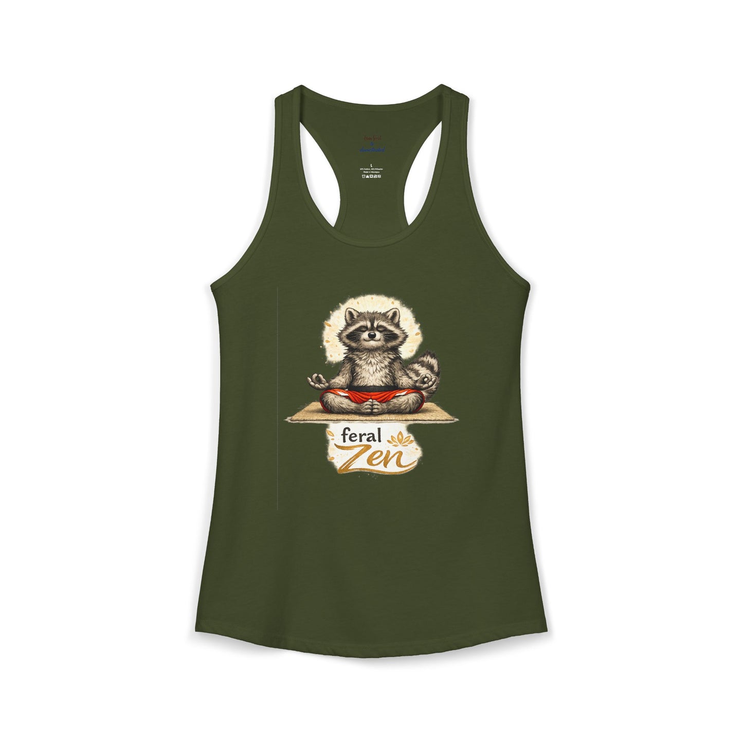 Feral Zen Raccoon Racerback Tank
