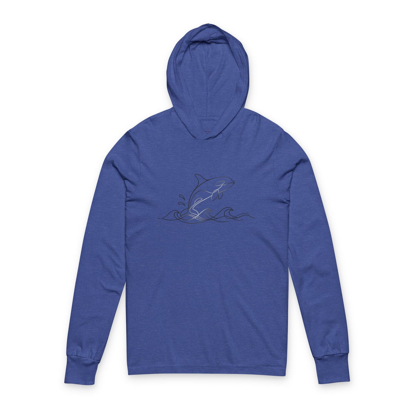 Continuous Line Art Orca Hooded Long Sleeve Tee