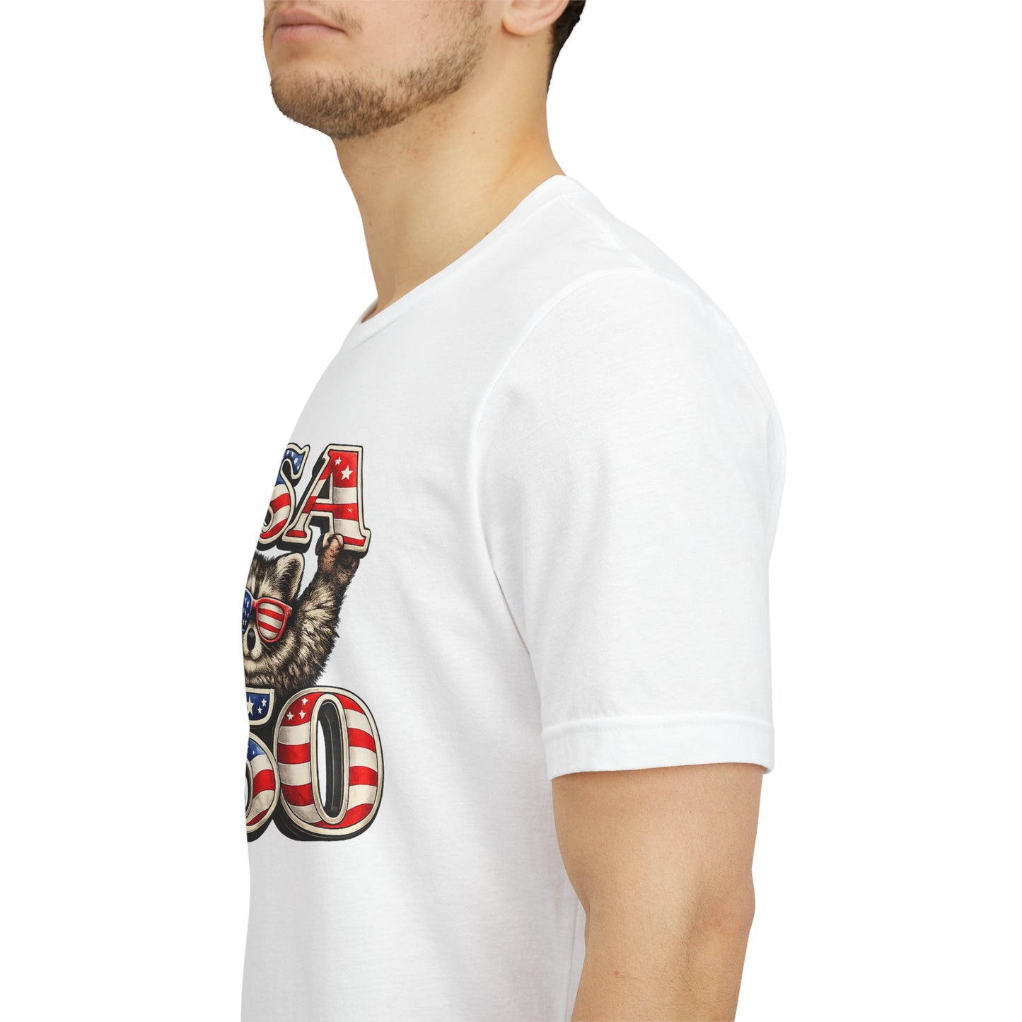 Patriot Raccoon 250th Anniversary T-Shirt — 4th of July Fireworks Flag Tee