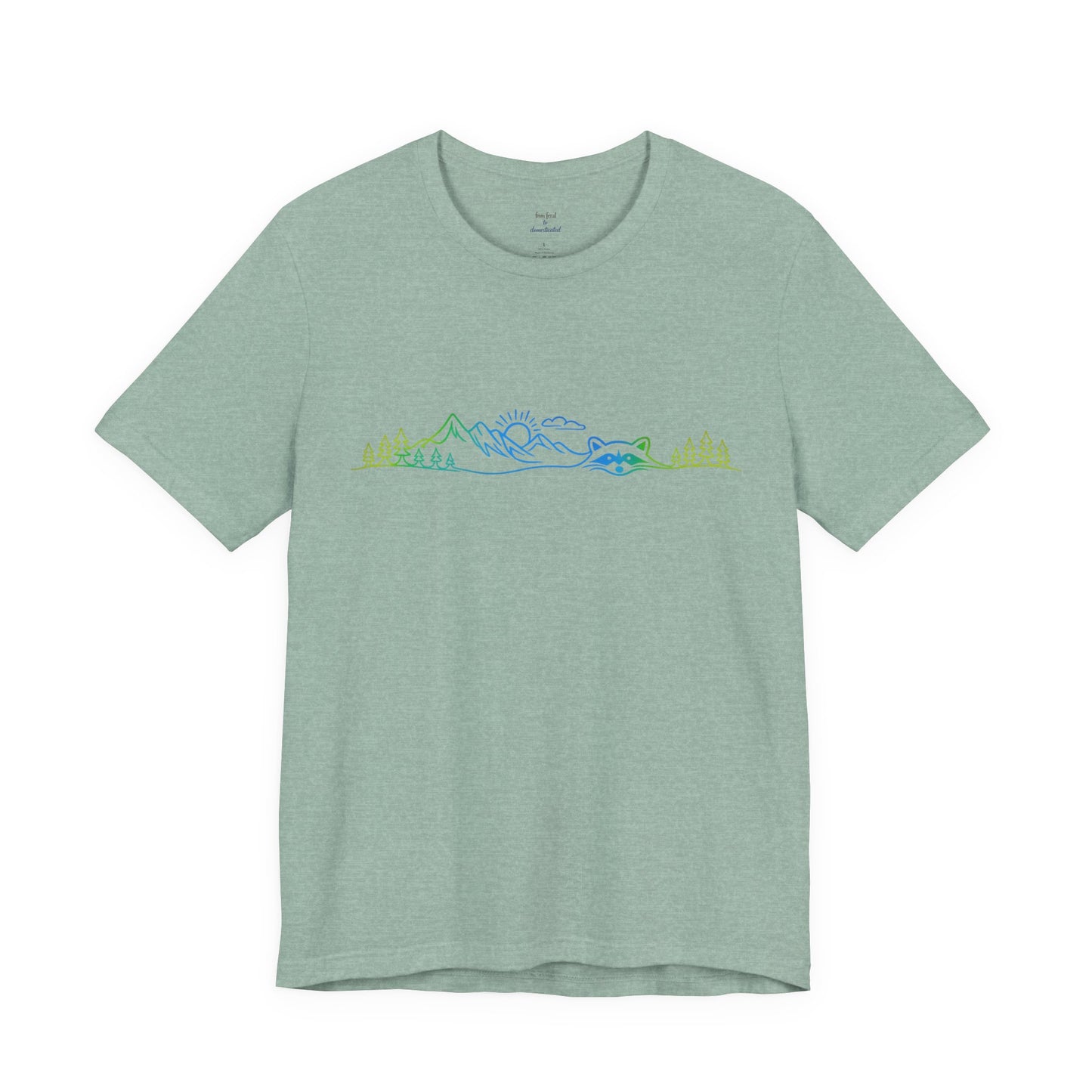 Raccoon Tee — Minimal Line Raccoon Scenic Graphic T-Shirt