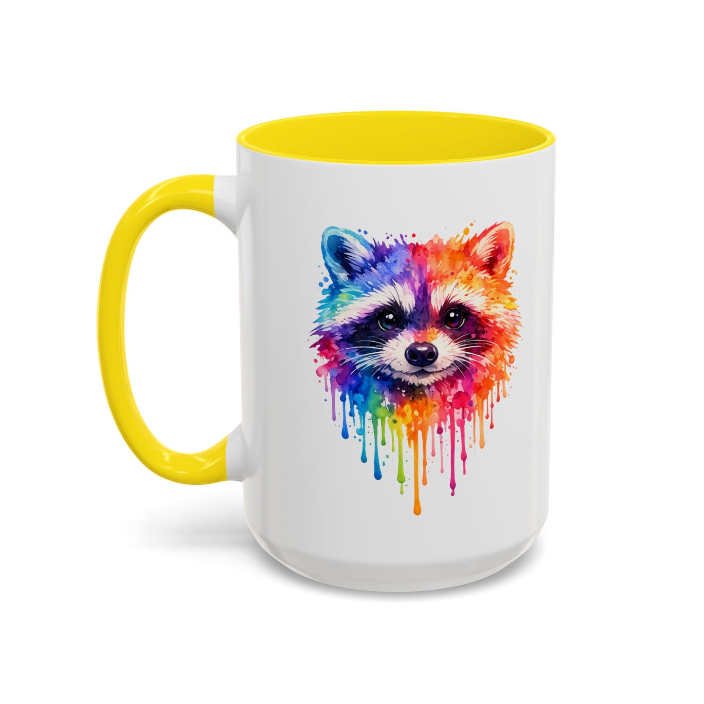 Cheerful Watercolor Raccoon Accent Coffee Mug