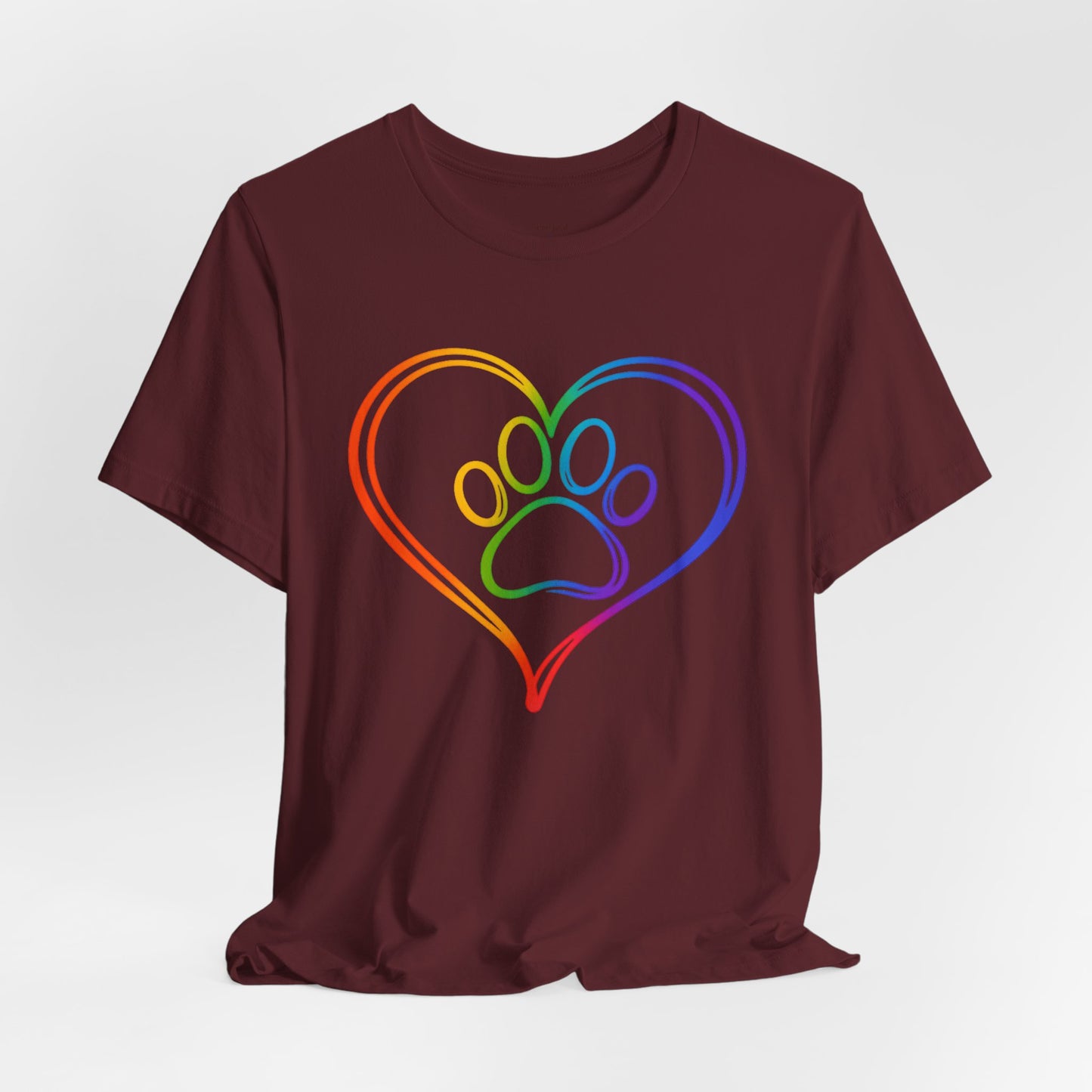 Heart/Paw Colorful Line-Work T-Shirt