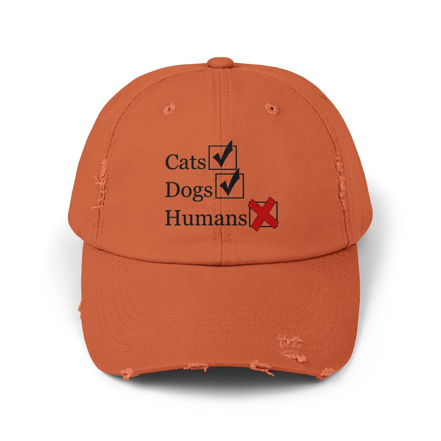 "No Humans" Distressed Cap —  Funny Truth Hat