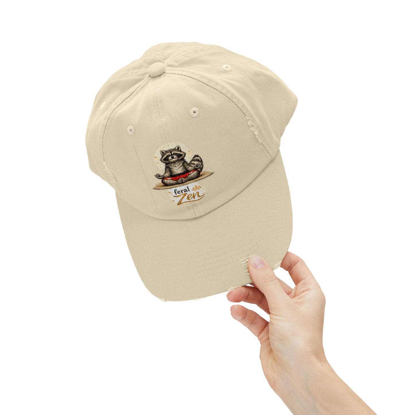 Feral Zen Distressed Cap — Raccoon Mom/Dad Funny Dad Hat