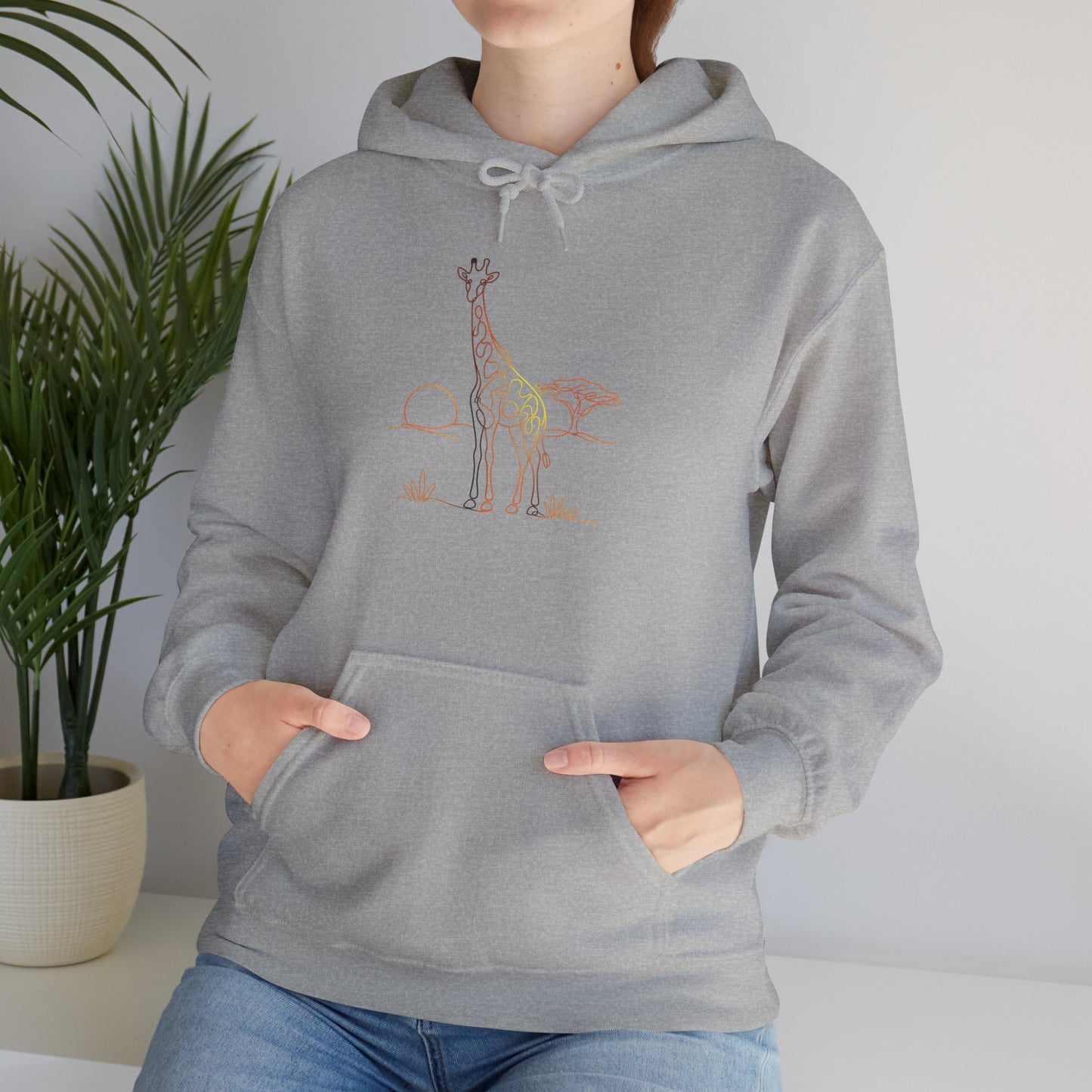 Giraffe Line Art Hoodie – Minimal Safari Illustration