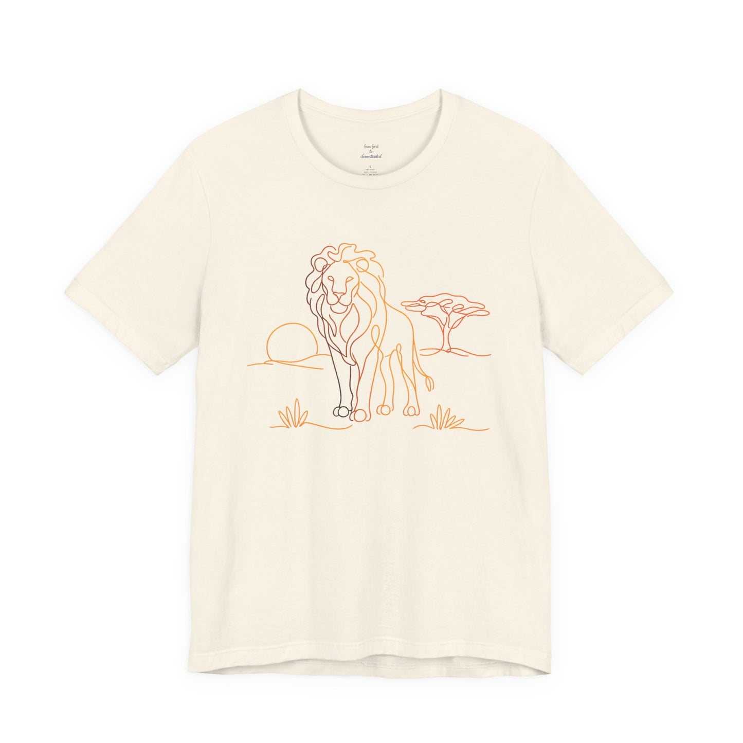 Lion Sunset Tee — Minimal Line Art Safari T-Shirt