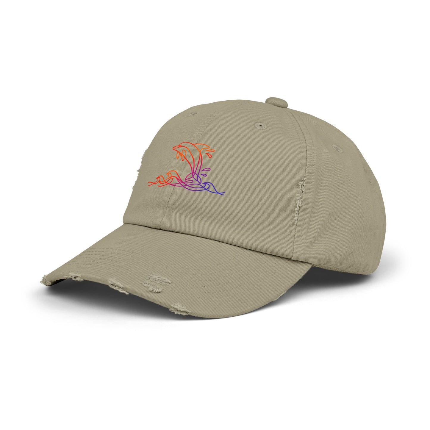 Sunset Splashing Dolphin | Distressed Cap