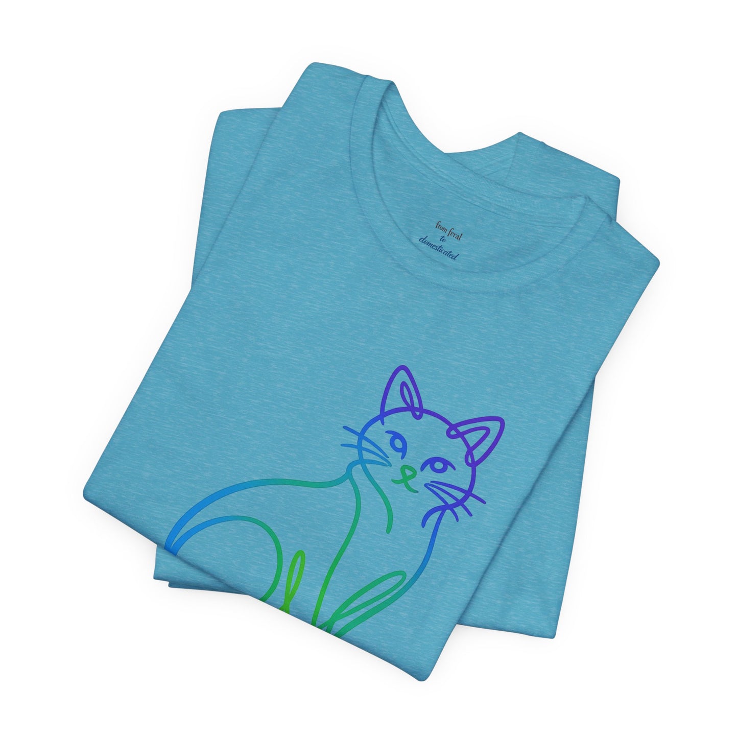 Colorful Line-Work Sitting Cat T-Shirt