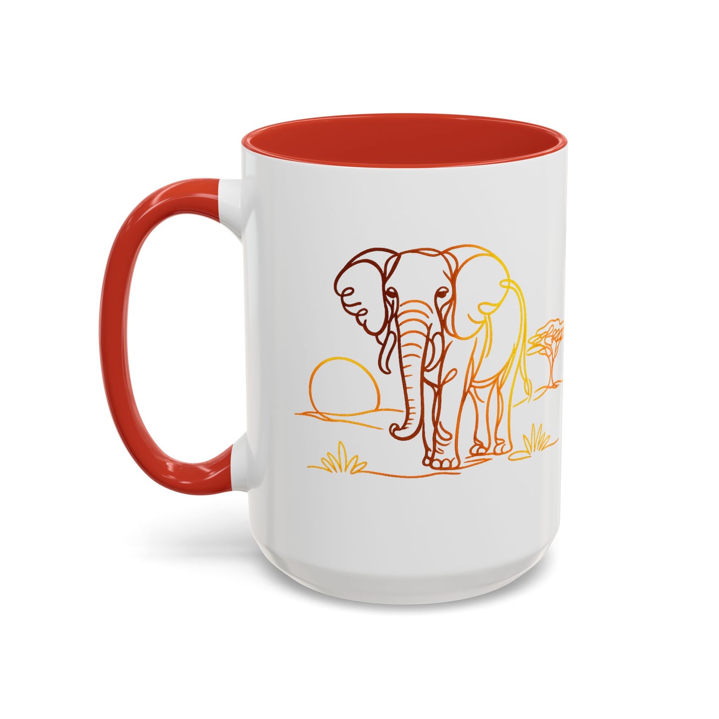 Safari Sunrise Coffee Mug — Minimal Line Elephant Design (11/15oz)