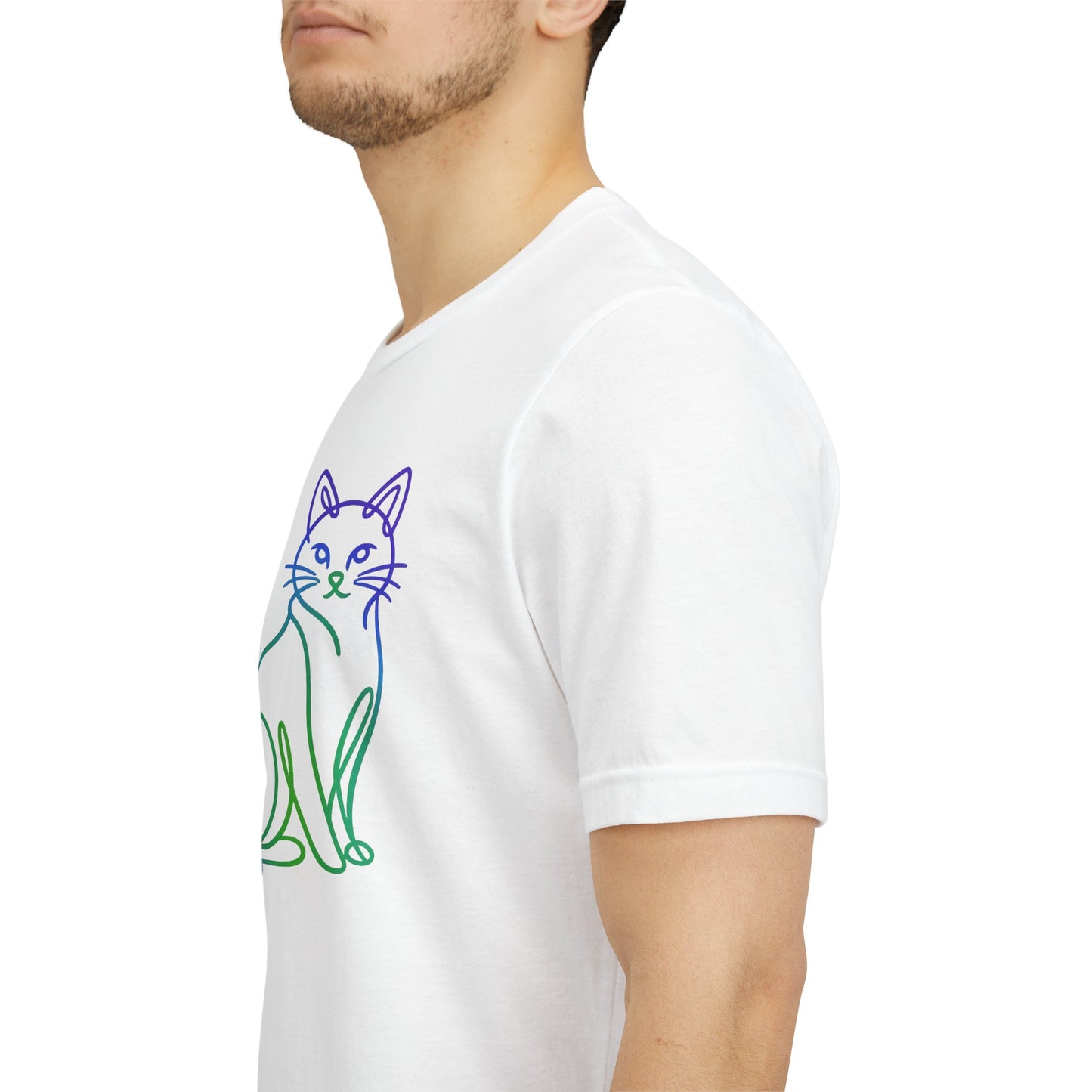 Colorful Line-Work Sitting Cat T-Shirt