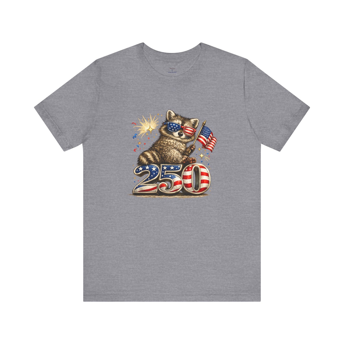 Patriot Raccoon 250th Anniversary T-Shirt — 4th of July Fireworks Flag Tee