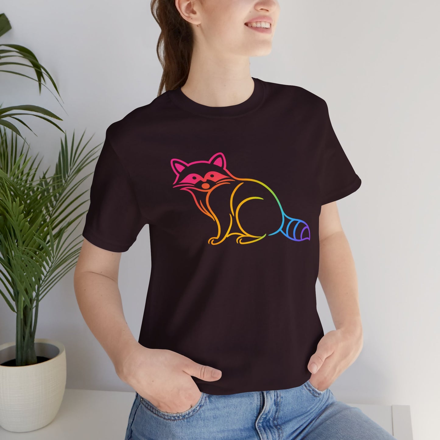 Raccoon Tee — Minimal Line Raccoon Scenic Graphic T-Shirt