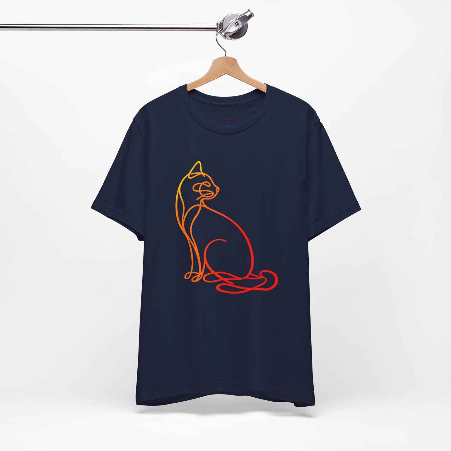 Colorful Line-Work Sitting Cat T-Shirt