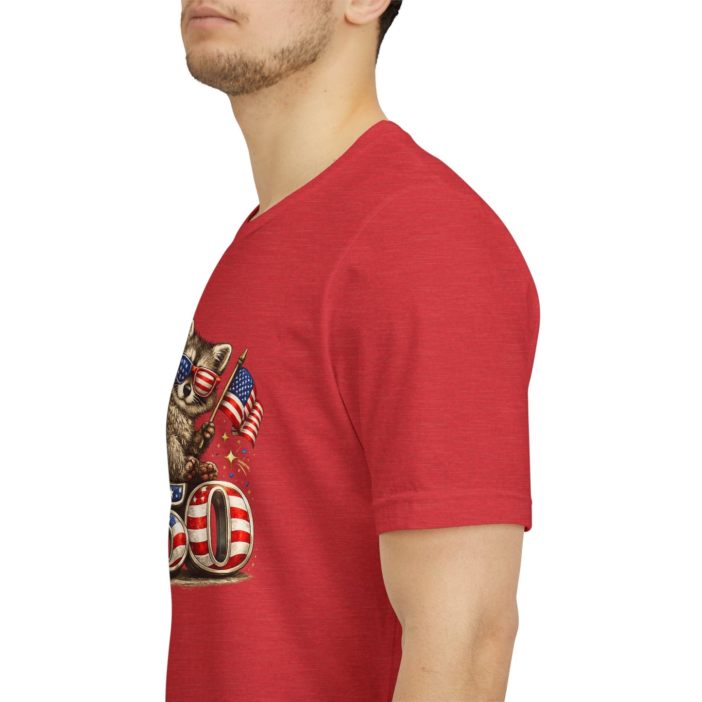 Patriot Raccoon 250th Anniversary T-Shirt — 4th of July Fireworks Flag Tee