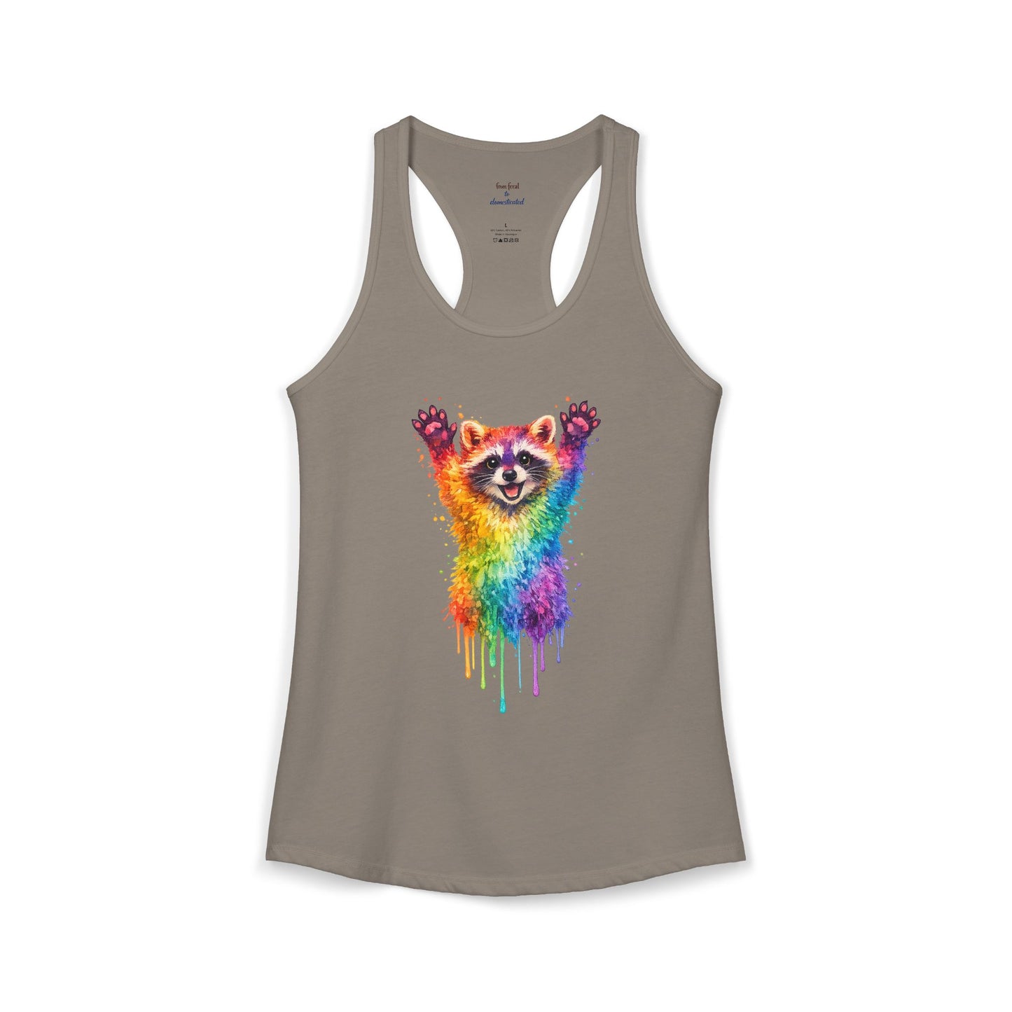 Watercolor Wildlife Raccoon Racerback Tank