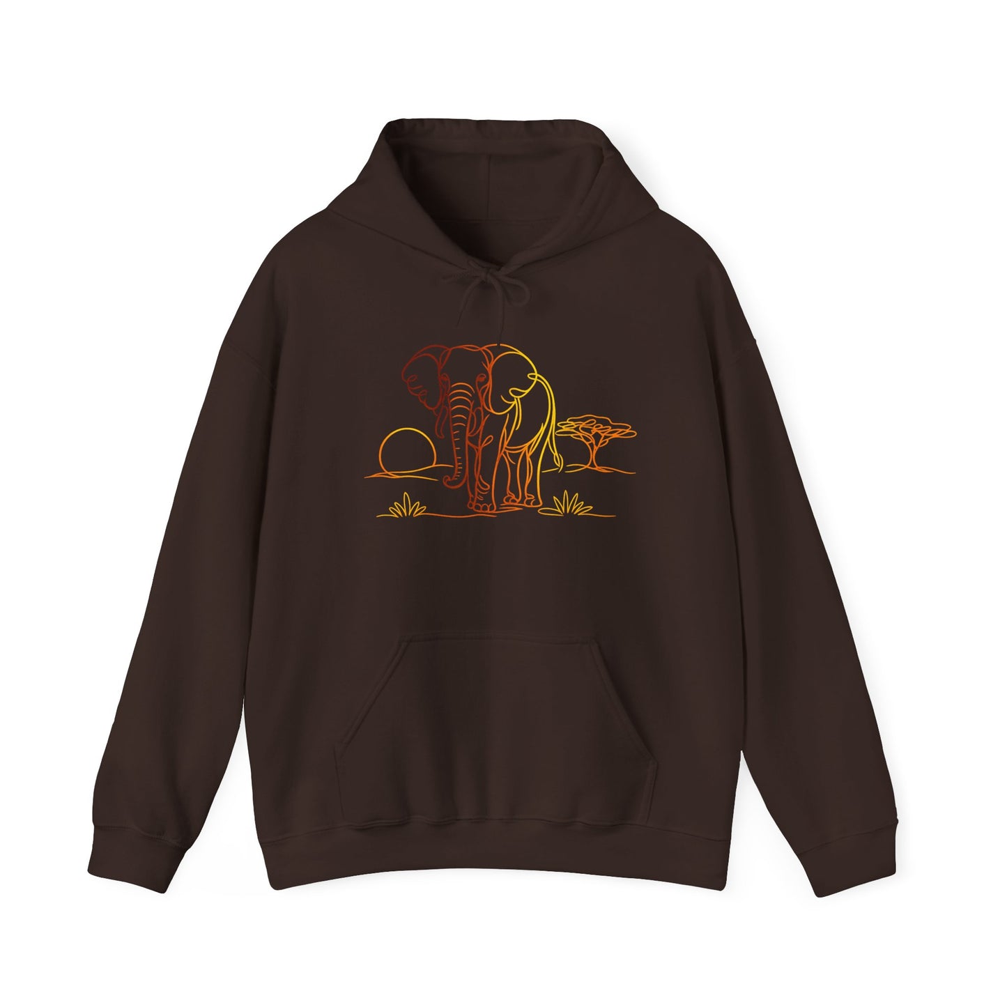 Elephant Sunset Hoodie — Minimal Safari Graphic Hooded Sweatshirt