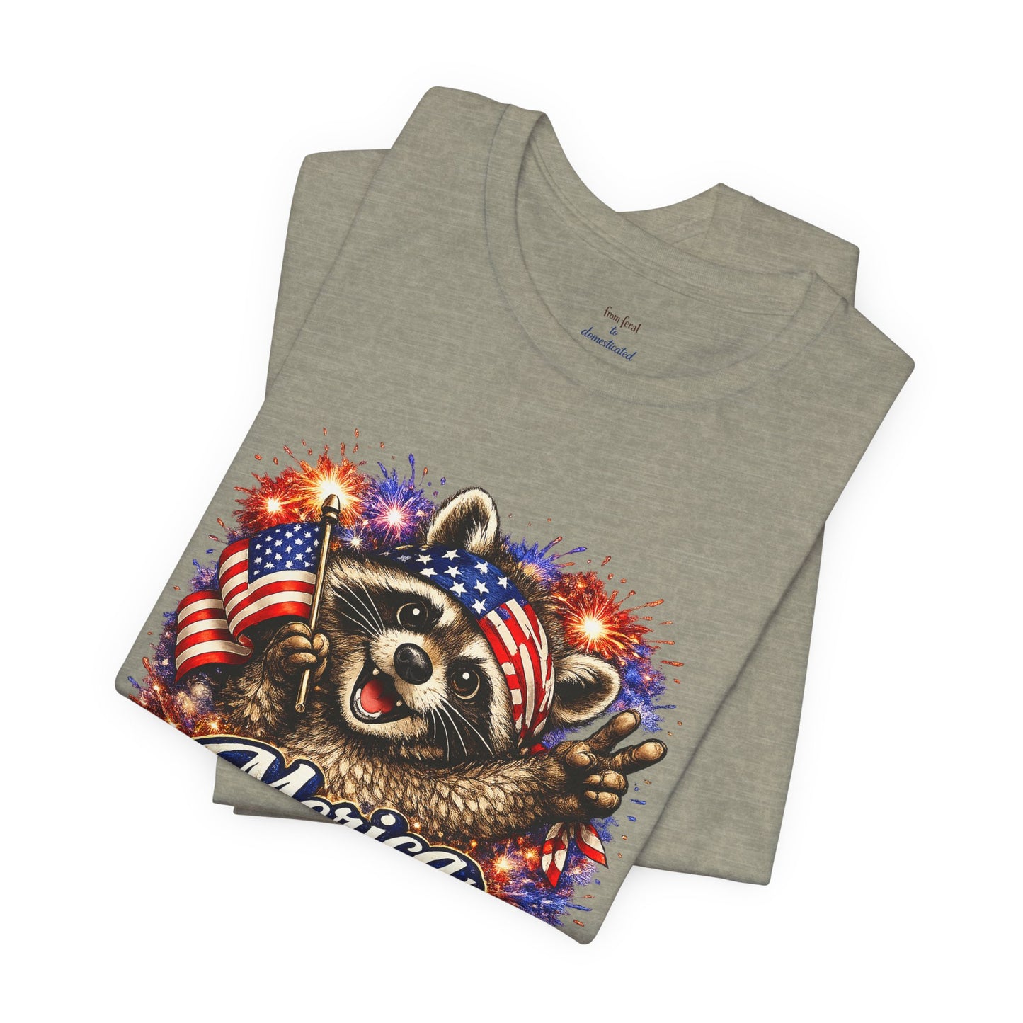 Patriot Raccoon 250th Anniversary T-Shirt — 4th of July Fireworks Flag Tee