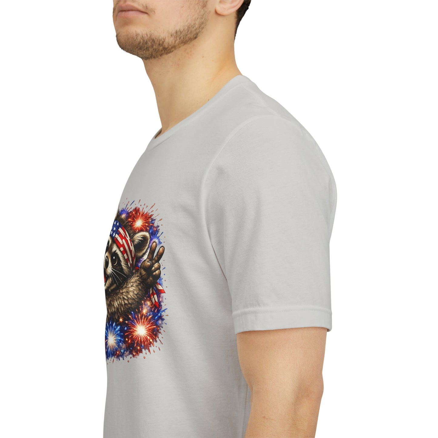 Patriot Raccoon 250th Anniversary T-Shirt — 4th of July Fireworks Flag Tee