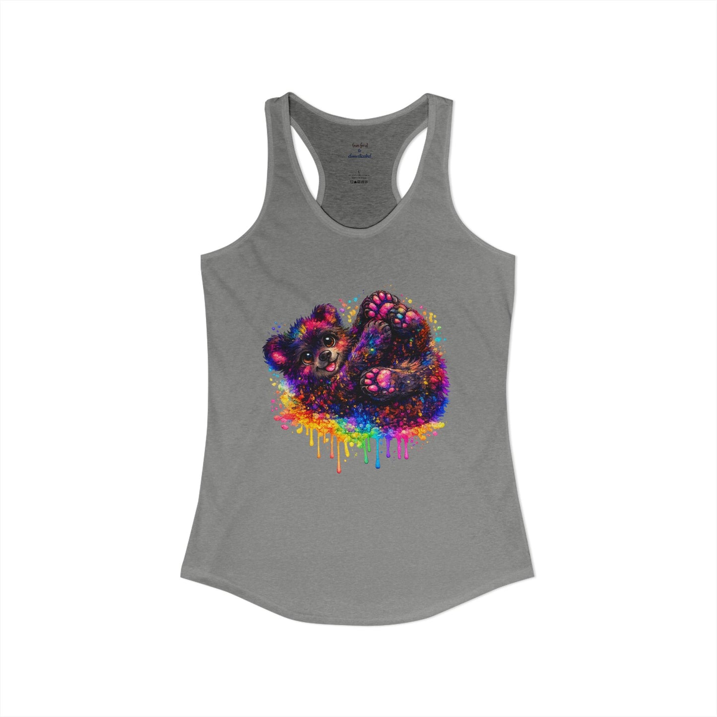 Watercolor Wildlife Bear Cub Racerback Tank
