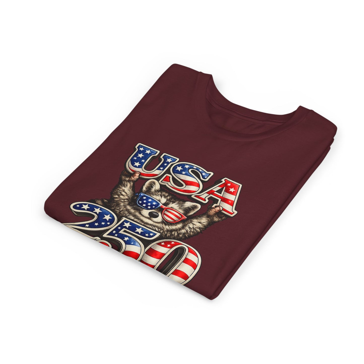Patriotic Raccoon Youth Tee — Raccoon with USA 250