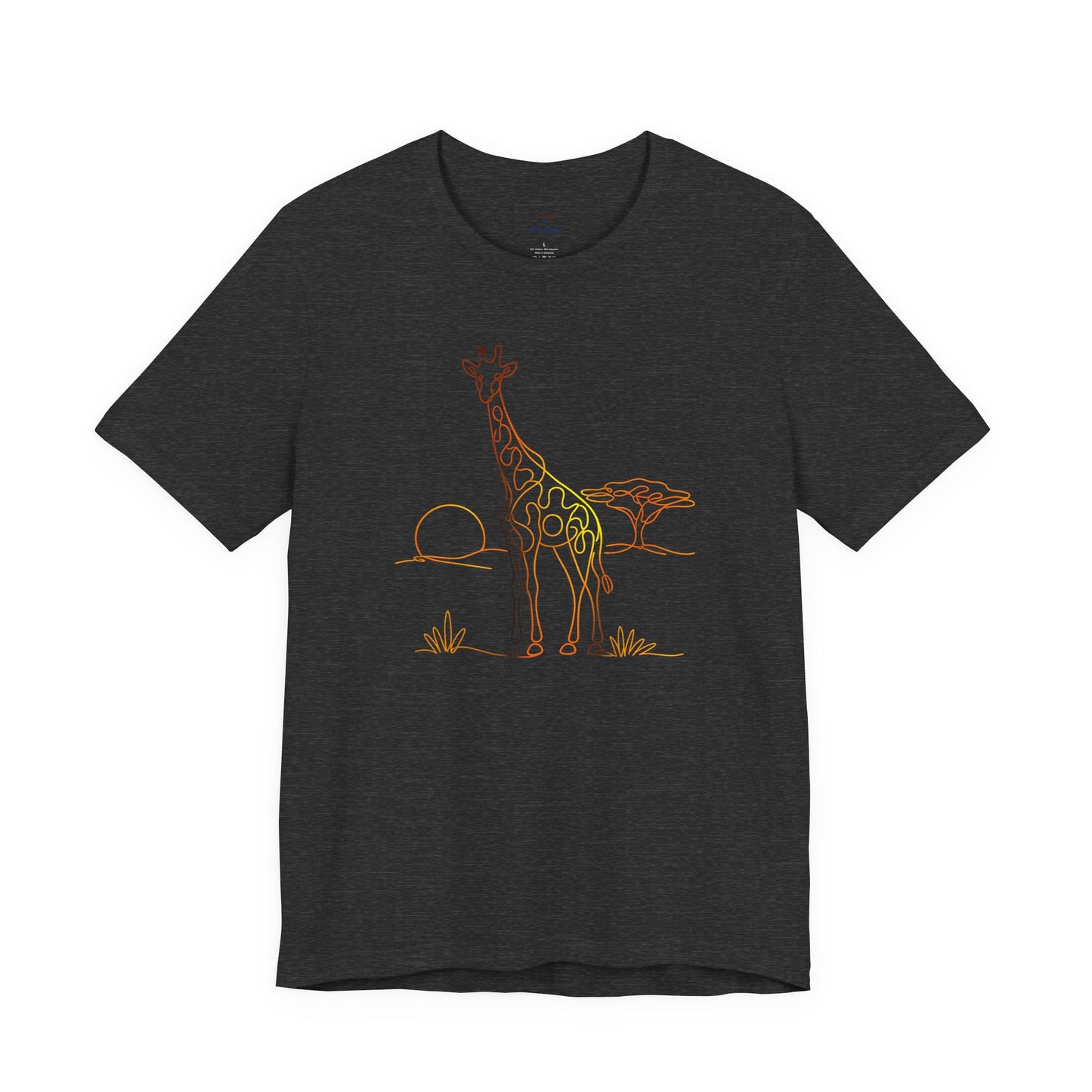 Giraffe Sunset Tee — Minimal Line Art Safari T-Shirt