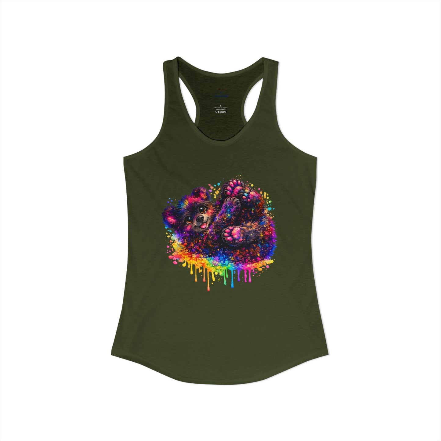 Watercolor Wildlife Bear Cub Racerback Tank