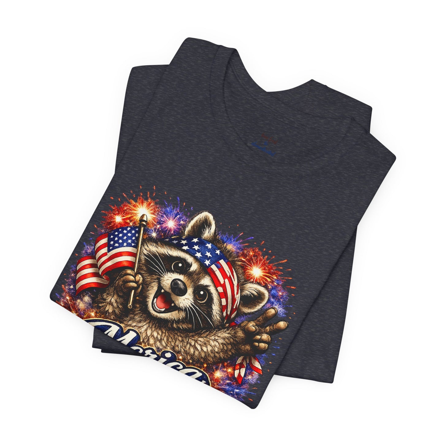 Patriot Raccoon 250th Anniversary T-Shirt — 4th of July Fireworks Flag Tee