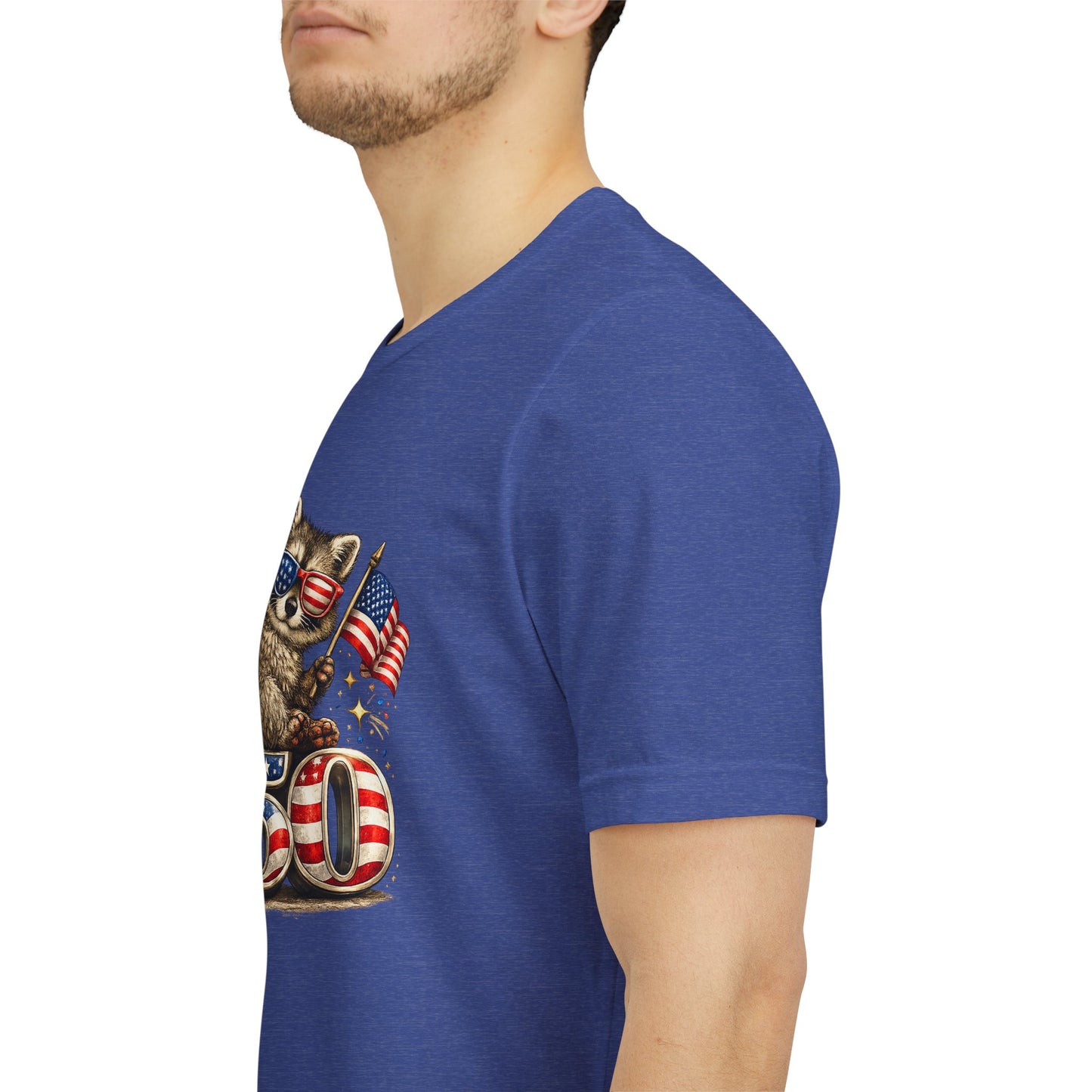 Patriot Raccoon 250th Anniversary T-Shirt — 4th of July Fireworks Flag Tee