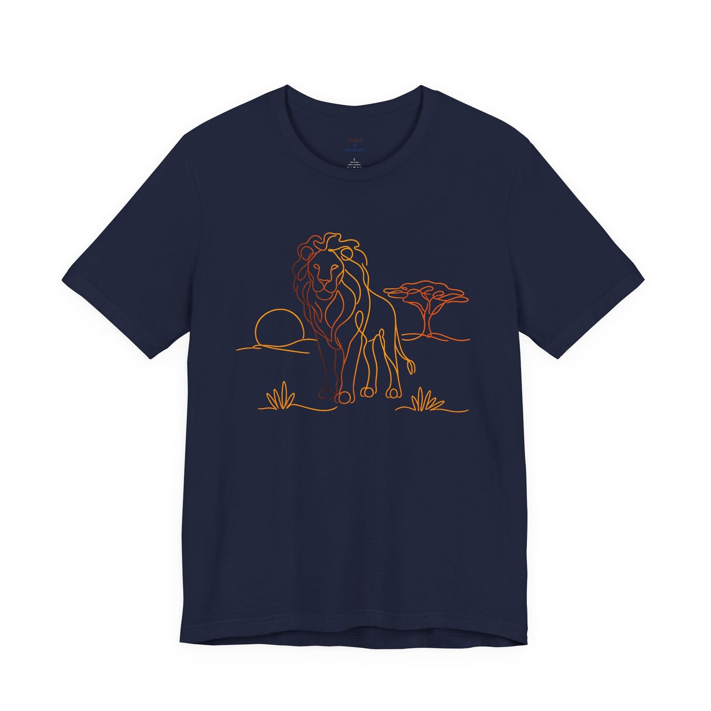 Lion Sunset Tee — Minimal Line Art Safari T-Shirt