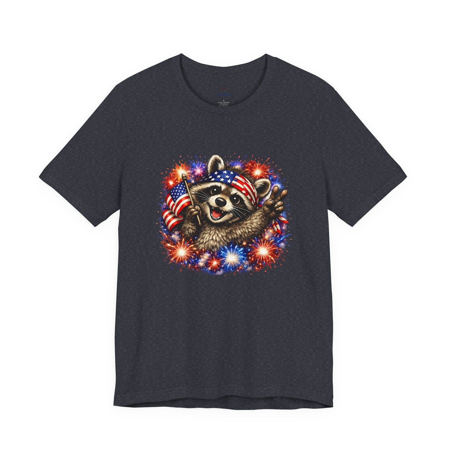 Patriot Raccoon 250th Anniversary T-Shirt — 4th of July Fireworks Flag Tee