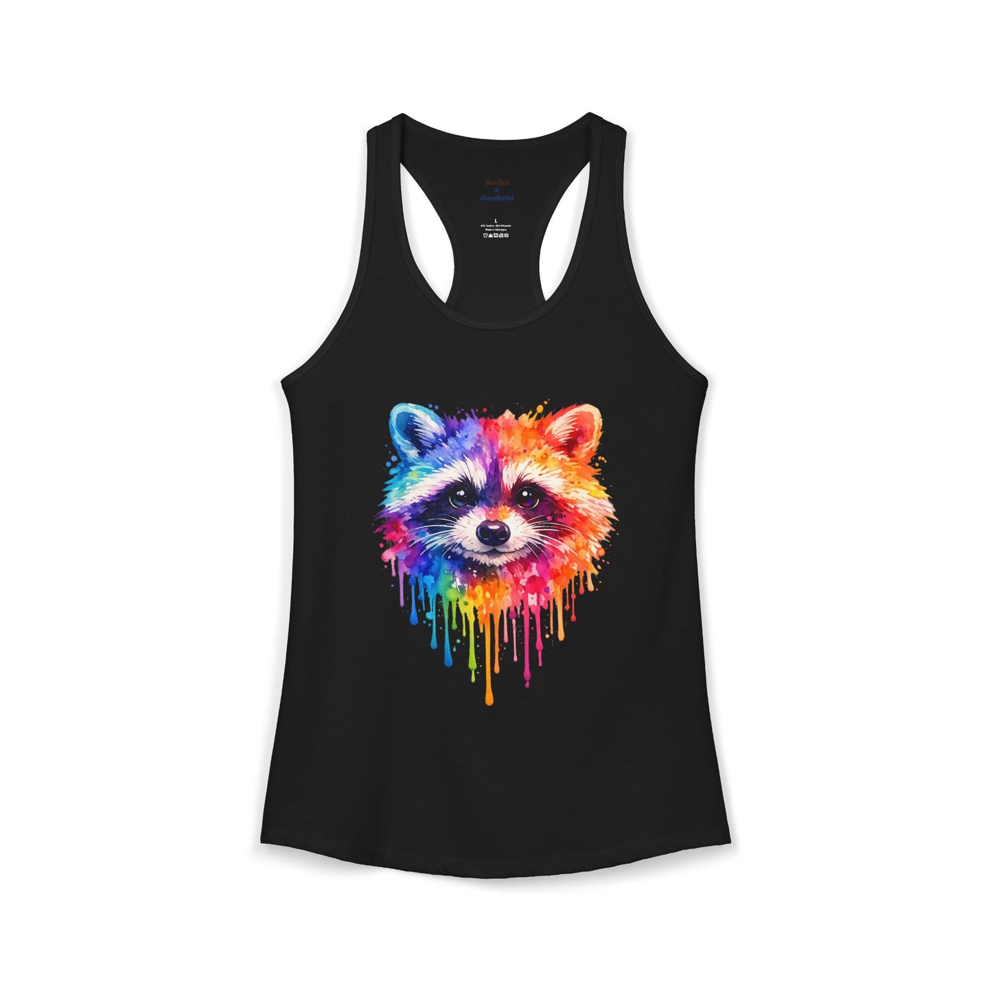 Watercolor Wildlife Raccoon Racerback Tank