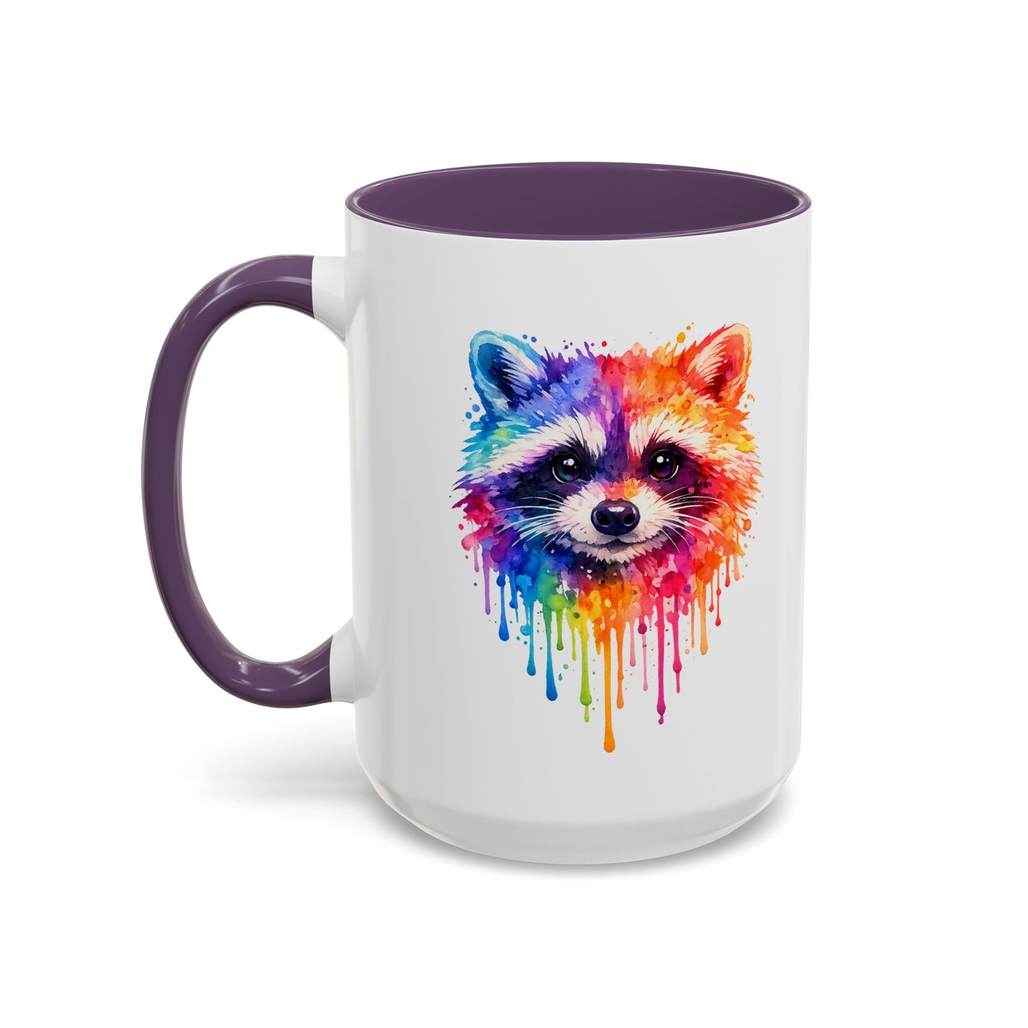 Cheerful Watercolor Raccoon Accent Coffee Mug