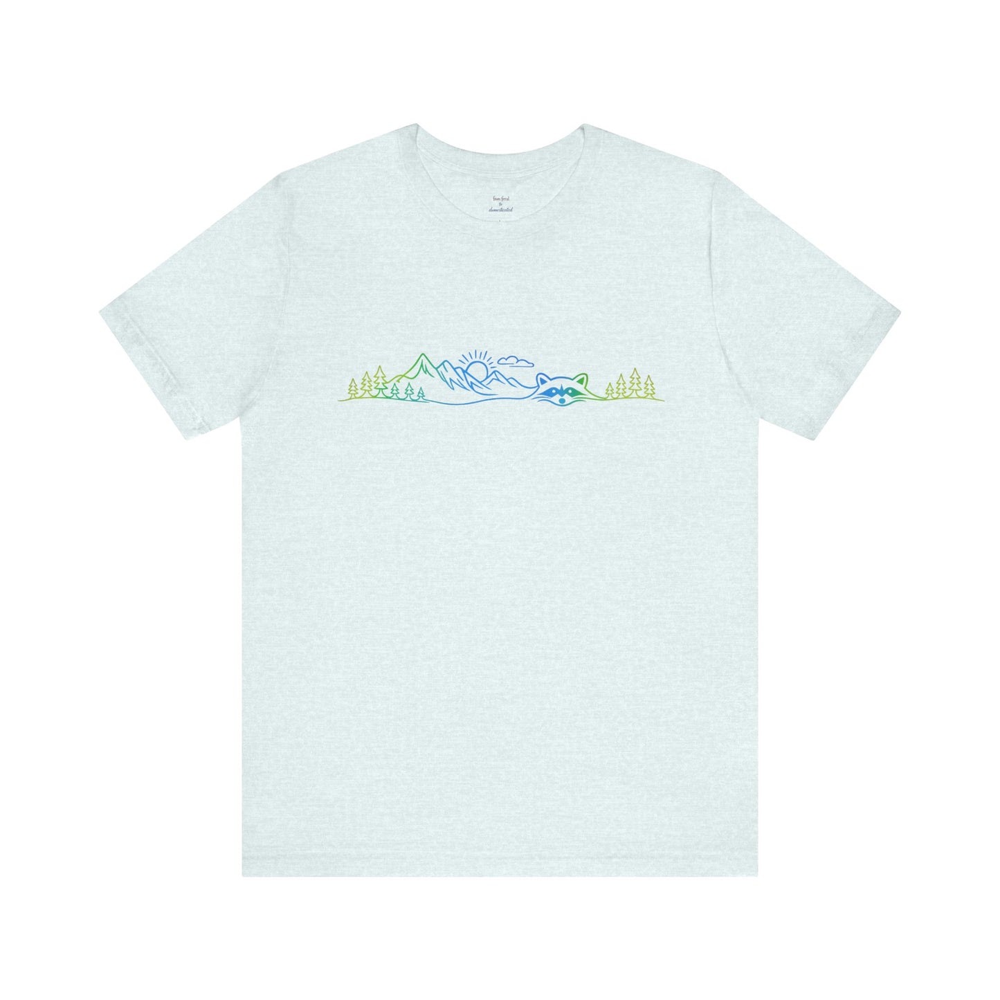 Raccoon Tee — Minimal Line Raccoon Scenic Graphic T-Shirt