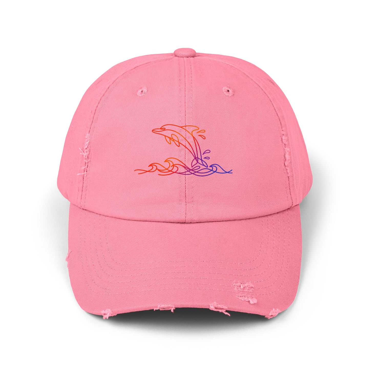 Sunset Splashing Dolphin | Distressed Cap