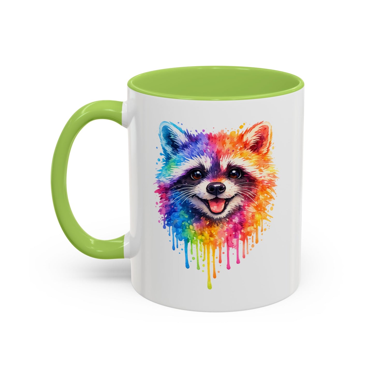 Cheerful Watercolor Raccoon Accent Coffee Mug